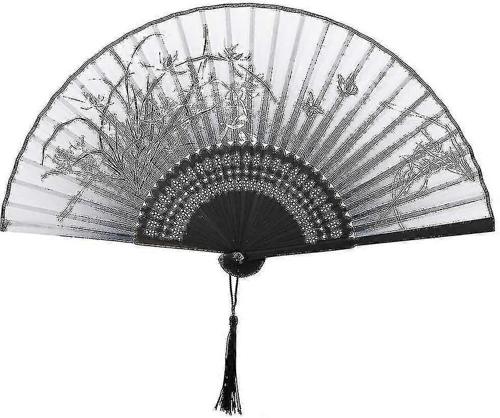 Pattern Lace Bamboo Foldable Hand Fan For Summer Occasions