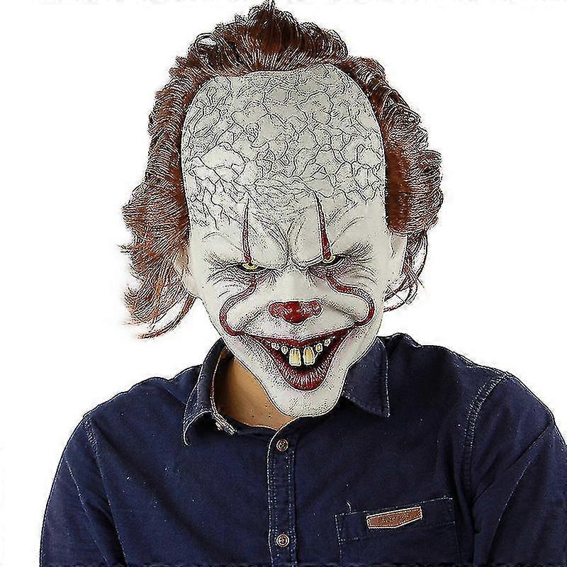 Halloween Scary Clown Pennywise IT Mask – Evil Red Eyes – Adult Latex Horror Cosplay