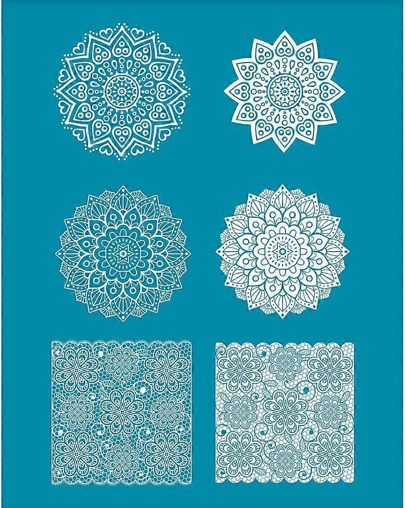 4x5 Inch Floral Clay Stencil Mandala Flower Silk Screen for Polymer Clay Round Square Flower Silk Screen Stencils Mesh Transfer Stencils Mesh Stencil