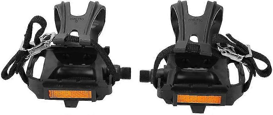 Bike Pedals - Easy Fit Nylon Hollow Bike Pedals With Toe Clips And Toe Straps
