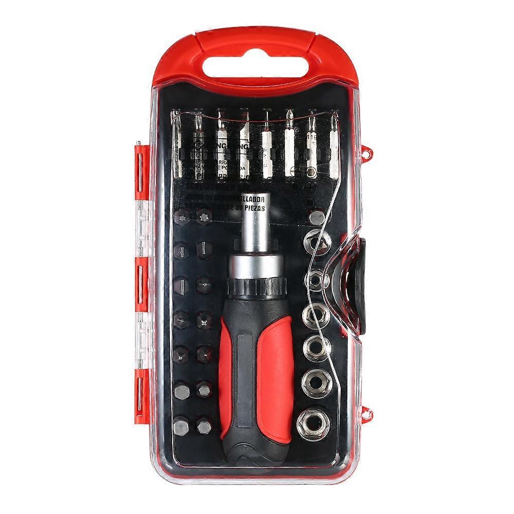 30Pcs Ratchet Screwdriver Set Socket Screw Driver Bit Set Hex Torx Slotted Electrical Work Repair