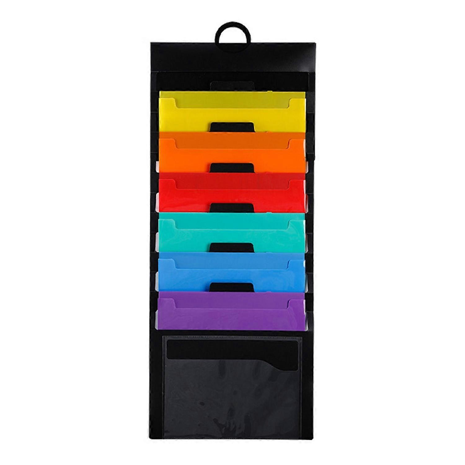 File Folder Hanging Organizer with 6 Large Pockets Portable Foldable Space-Saving Wall File Holder