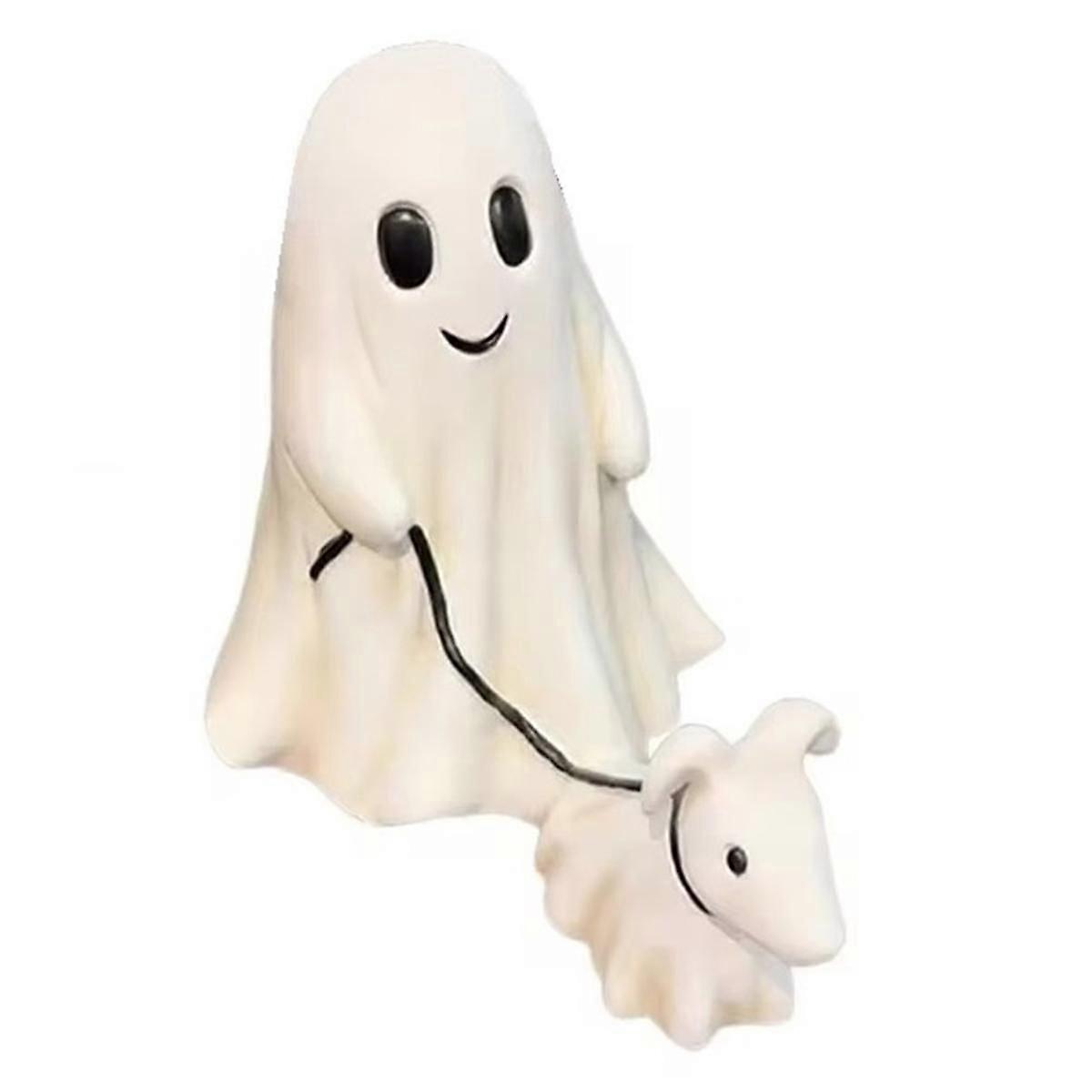 Desktop Decoration of Ghost Walking Dog Statue Interesting Scary Puppy Statue Halloween Resin Decor