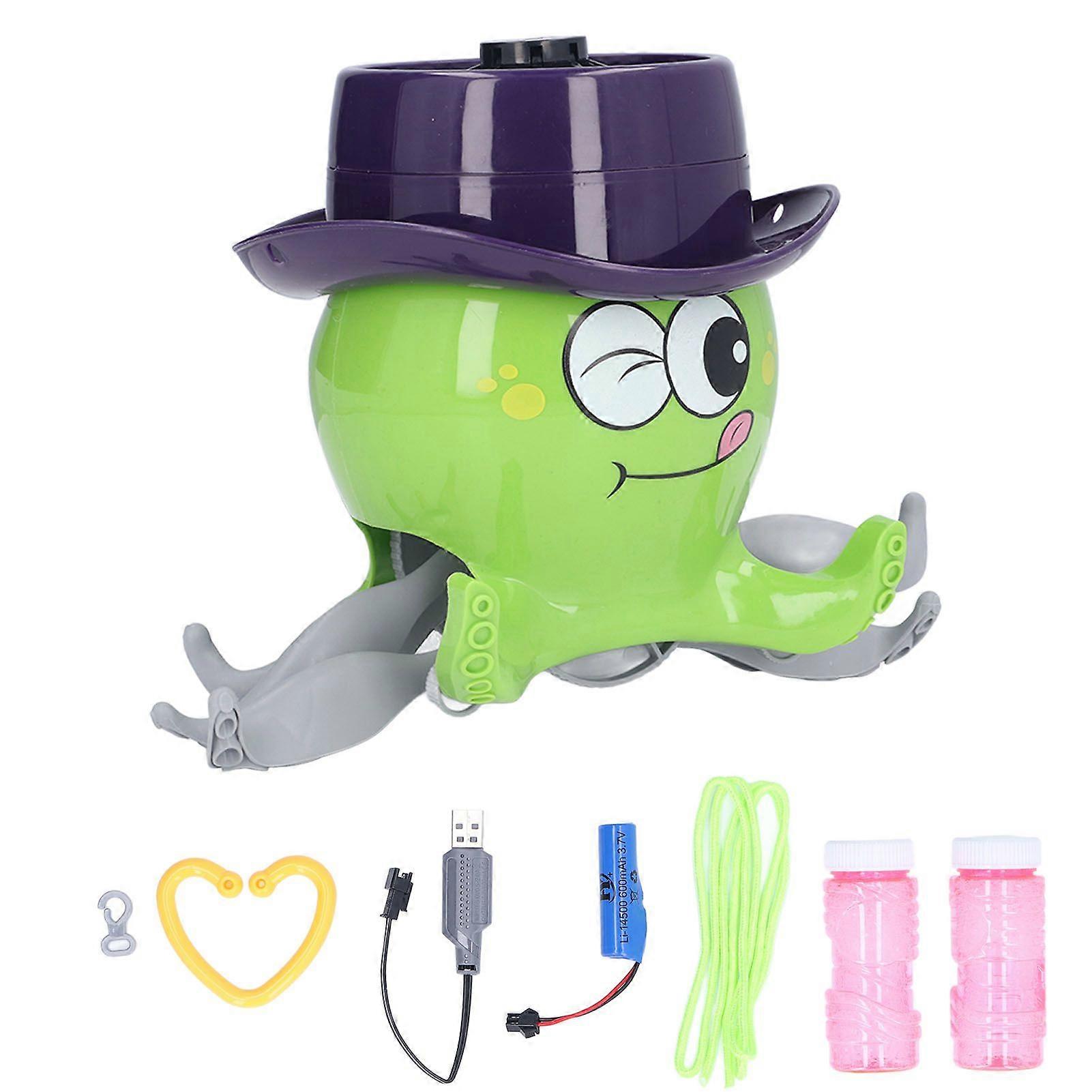 Bubble Machine Rechargeable Creativity Octopus Shape Automatic Bubble Blower Maker for 3+ Years Old(Green )
