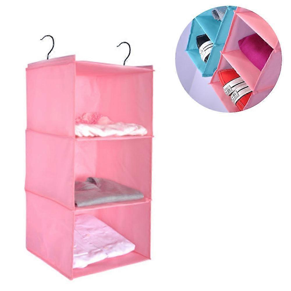 Wardrobe Organizer With 3 Compartments, Hanging Fabric Cabinet With Iron Frame, Foldable Hanging Shelf, Storage System For Clothes