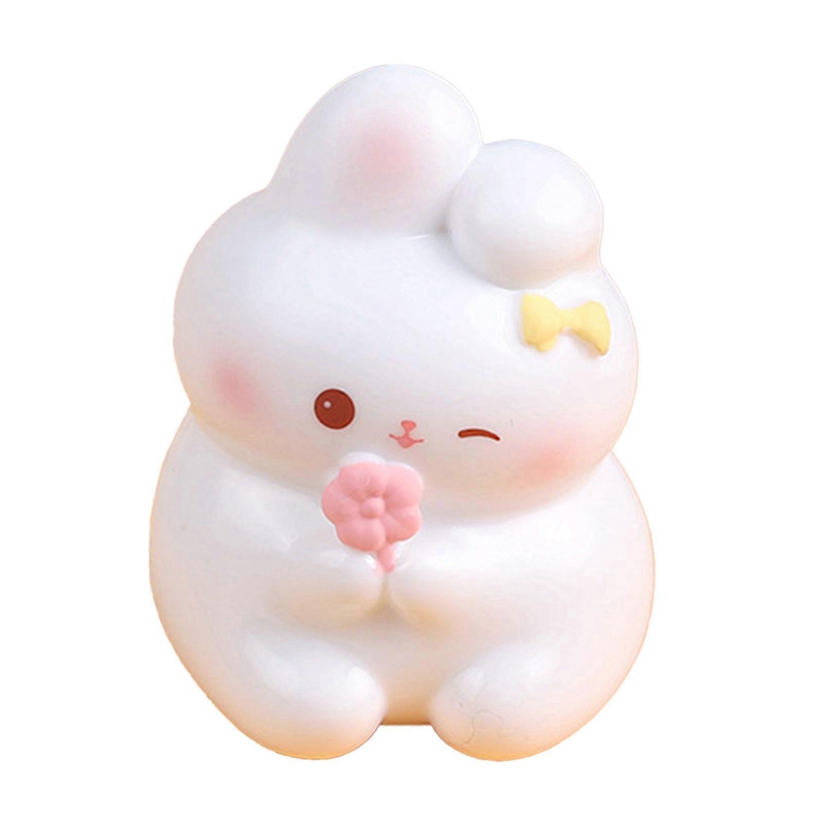 Resin Rabbit Ornament Cute Small Bunny Figurine Home Decoration