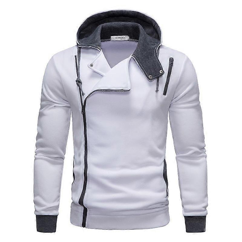Autumn Men's Large Size Casual Color Blocking Zipper Hooded Slim Sweatshirt