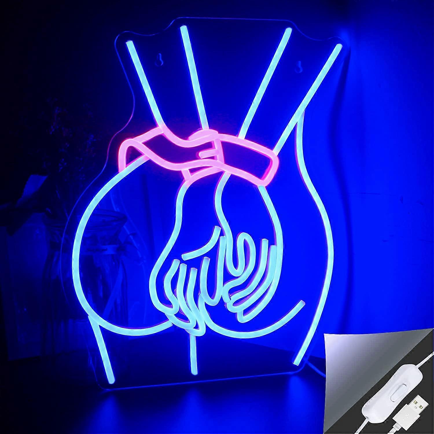 Lady Neon Sign Blue LED Light Up Sign for Modern Bedroom Decor 24 Inches Customizable Size Energy-Efficient Design