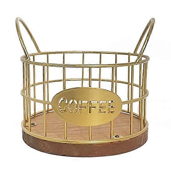 Coffee Capsule Storage Basket with Wooden Base Large Capacity Counter K Cup Holder Fruit Nuts Storage Organizer Bar Kitchen Office Desktop Basket