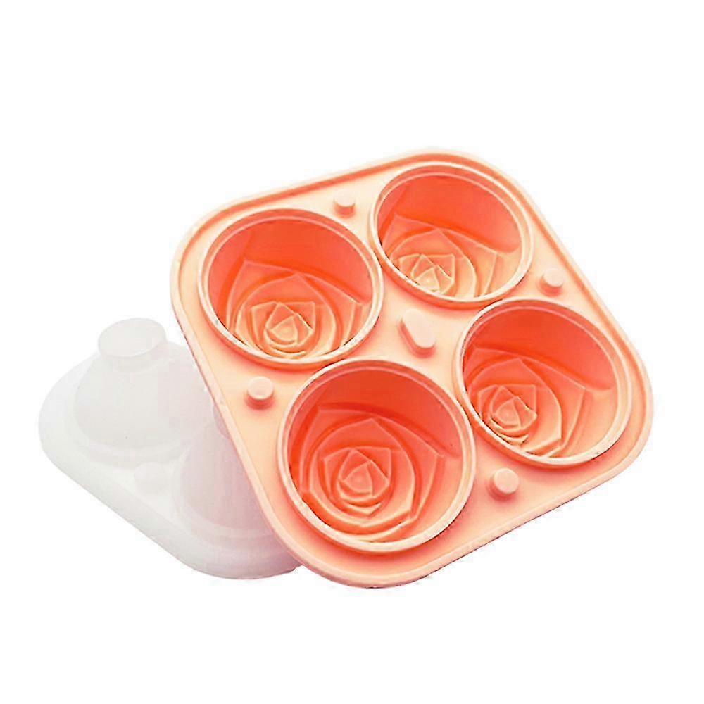 Hockey puck molds, 4 - cavity silicone ice cube trays with rose - shaped bottom, flexible and easy - release for making unique ice cubes or desserts