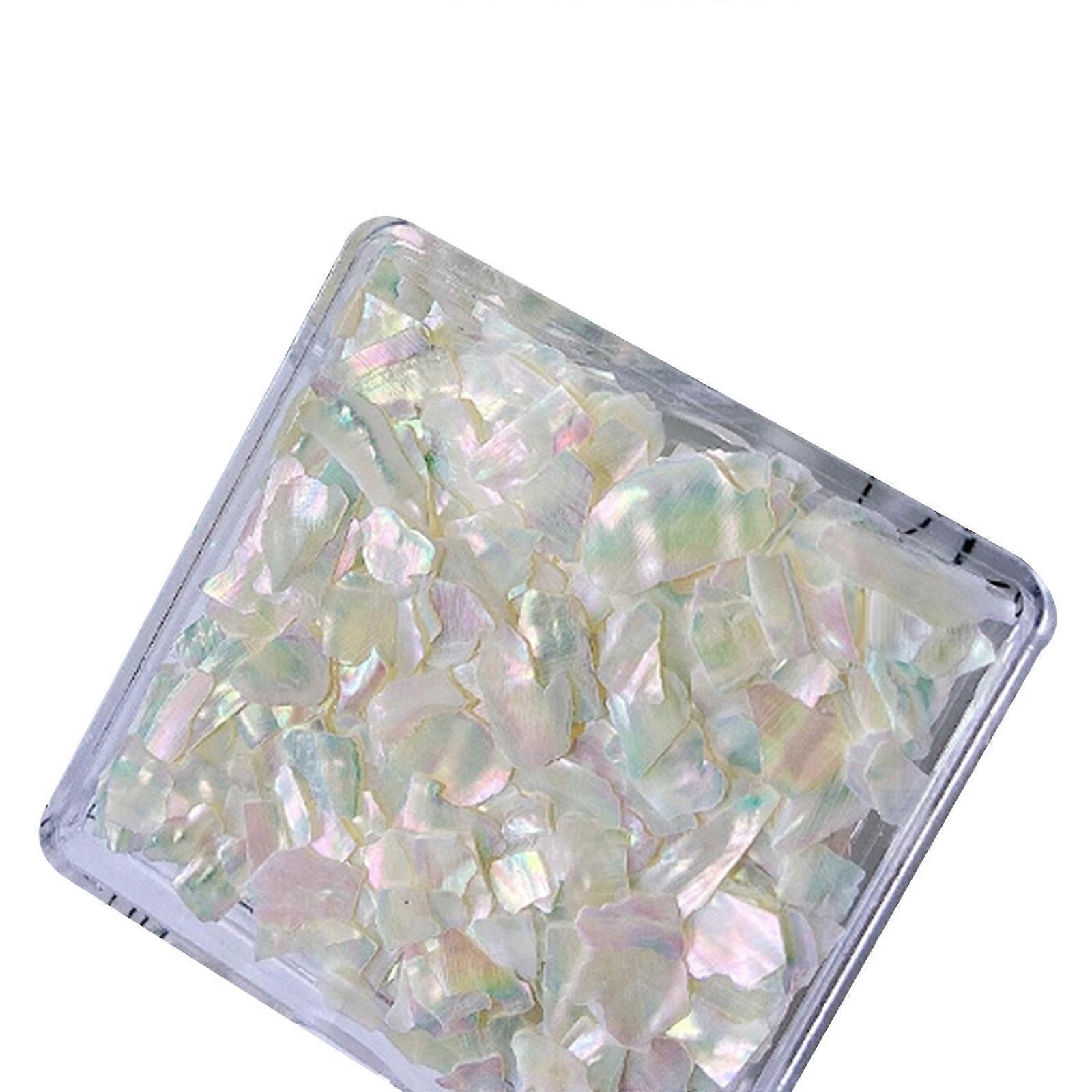 Irregular Abalone Shell Slices 6 Colors Natural Shell Nail Art Flakes 3D Colorful Nail Manicure DIY Nail Decorations Symphony White