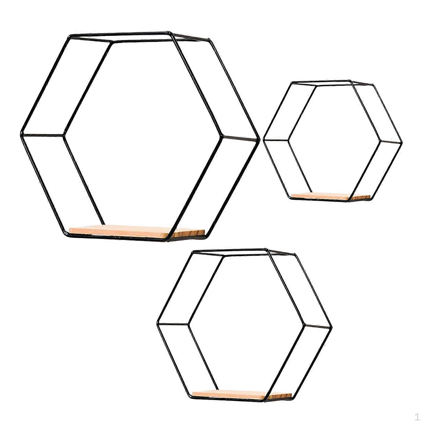 Wall Mount Hexagonal Shelves Display Multifunctional