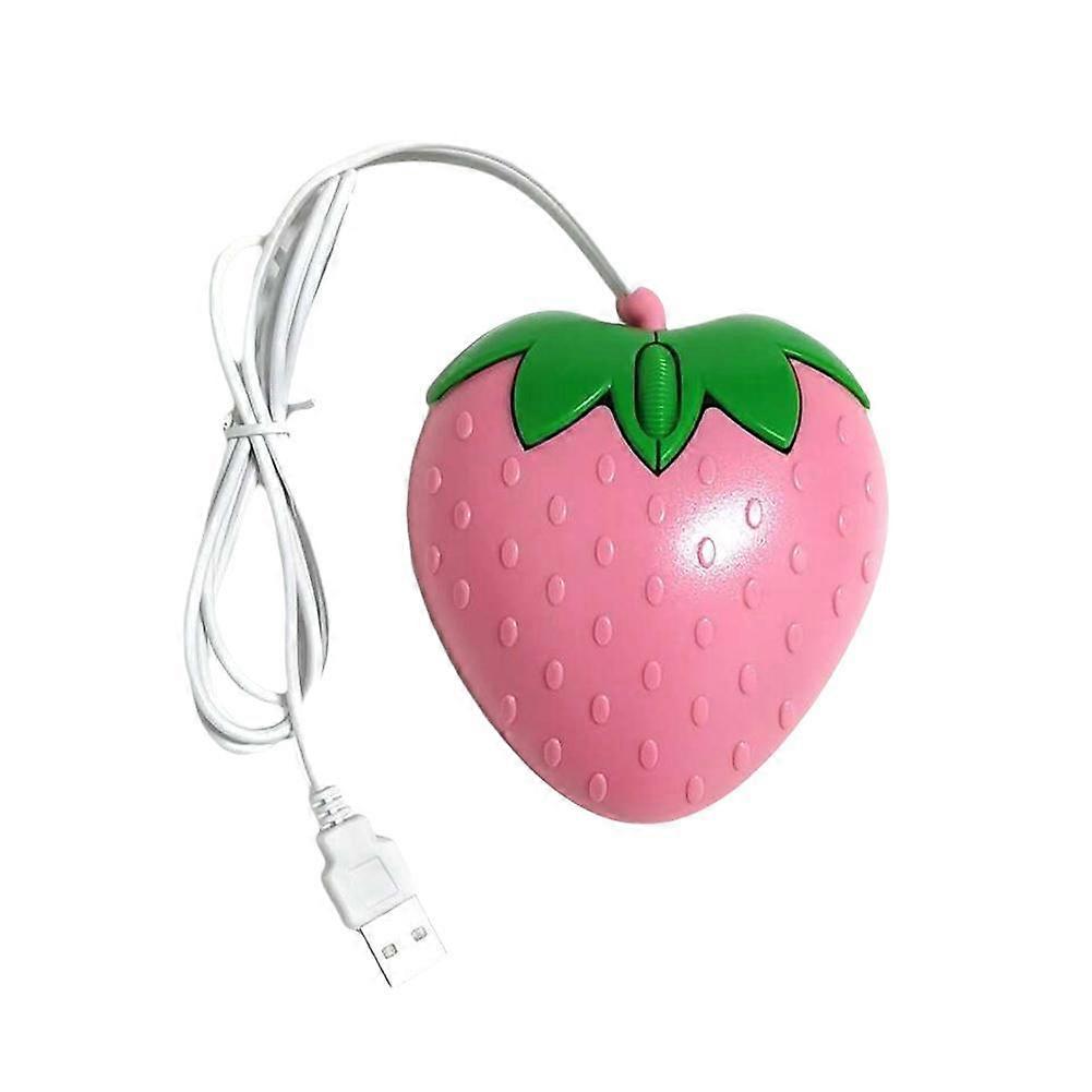 Cute Pink Strawberry Wired Mouse USB PC Computer Laptop