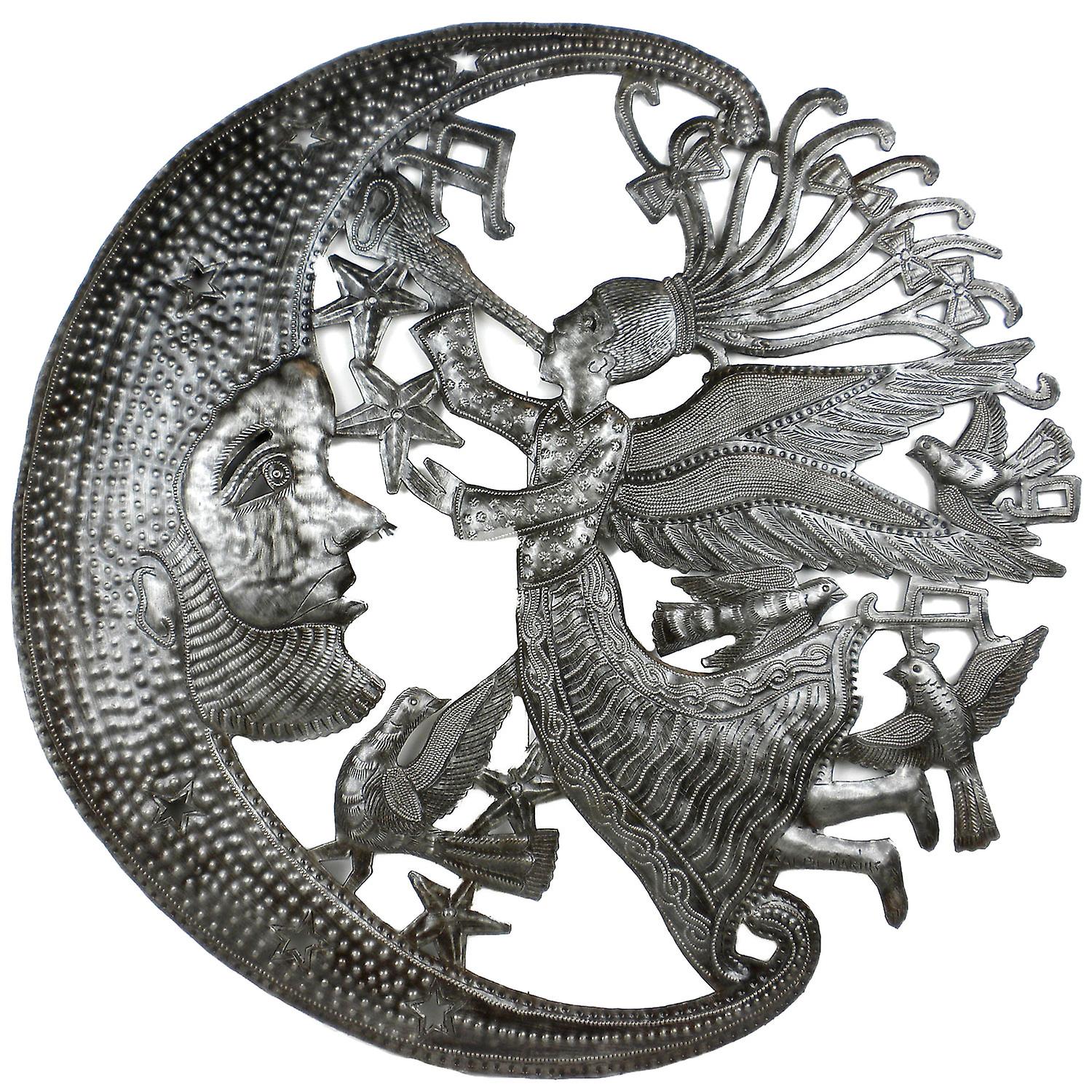 Angel and Moon Metal Art Croix des Bouquets