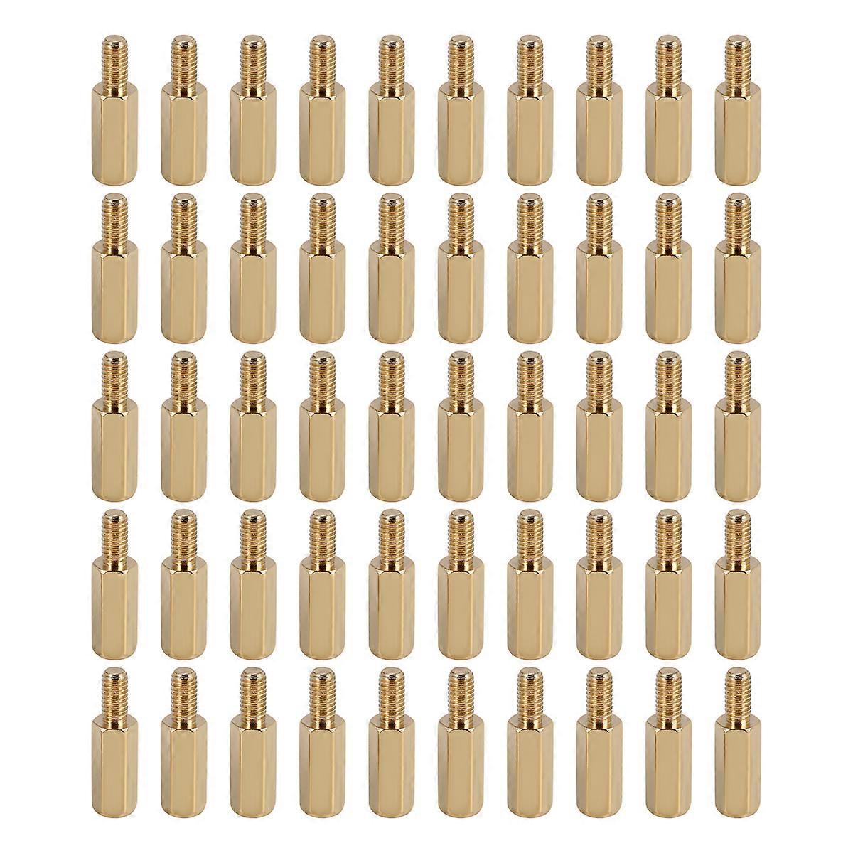 50 stk. M3 hann x M3 hunn 11 mm lengde messing skruegjenge PCB avstandsstykker