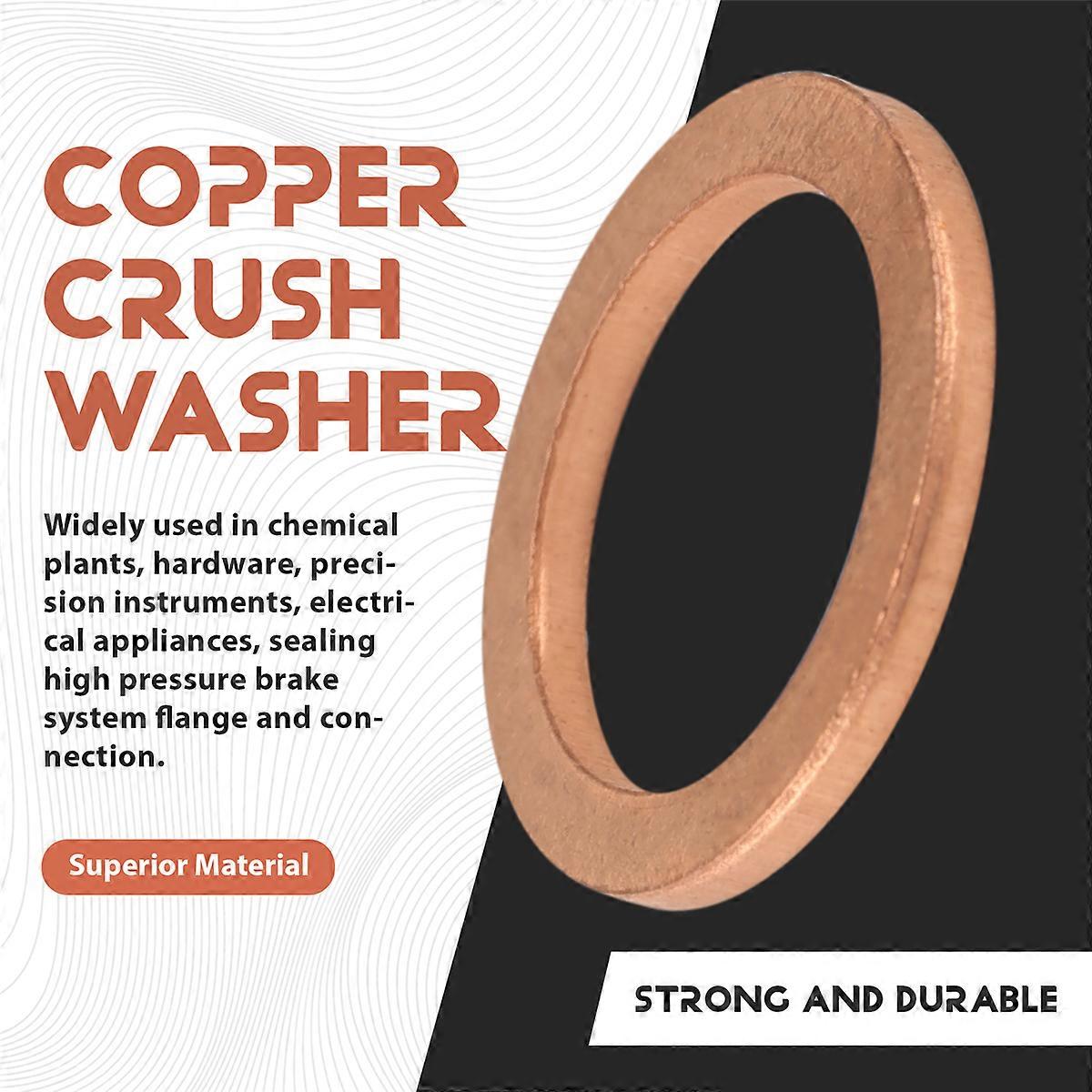 Uxcell Copper Crush Washers – 24mm X 18mm X 2mm Flat Ring Sealing Gasket (10-Pack)
