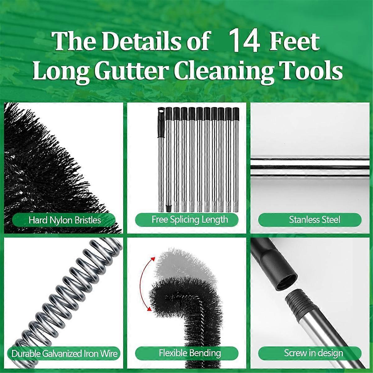 14 Ft Gutter Cleaning Tools From the Ground, Gutter Cleaner for Easy and Efficient Cleaning From A S