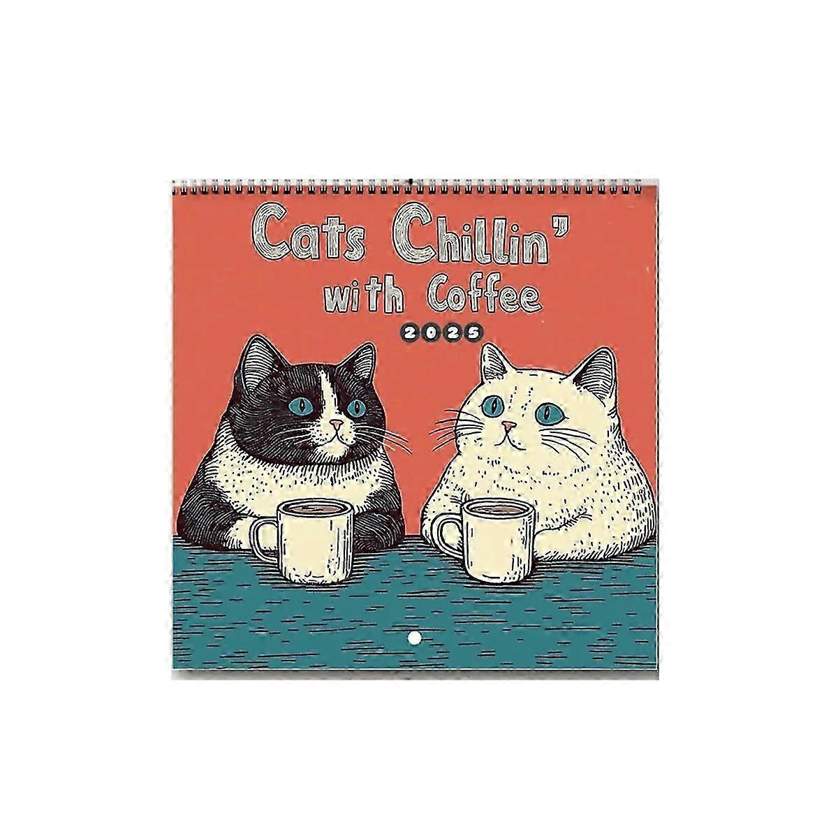 "تقويم القطط لعام 2025 - القطط مع القهوة 2025 Cats مع تقويم القهوة للتقويم المنزلي"