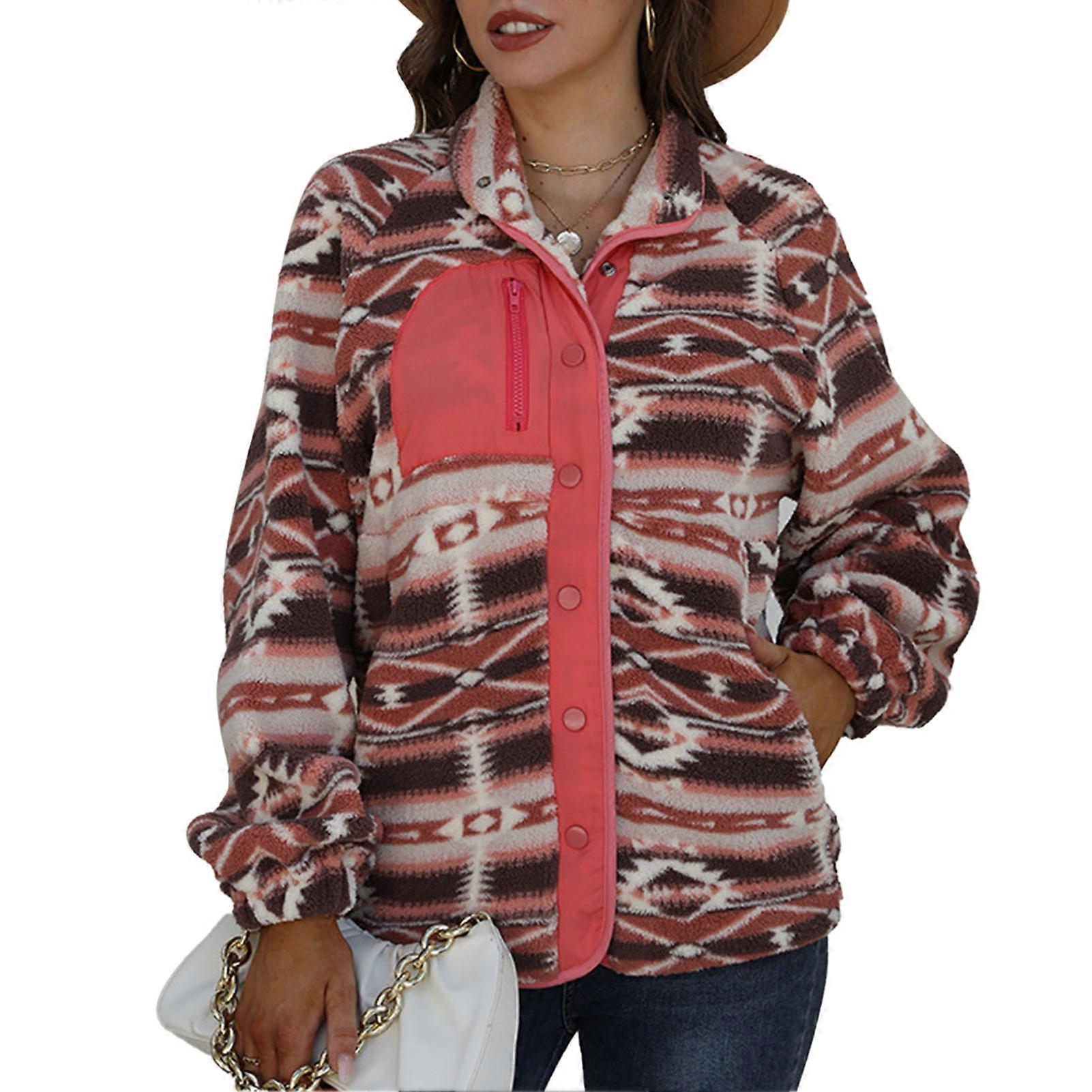 Jacket Coat Color Blocking Single Breasted Unique Pattern Long Sleeve Fashionable Coat for Women