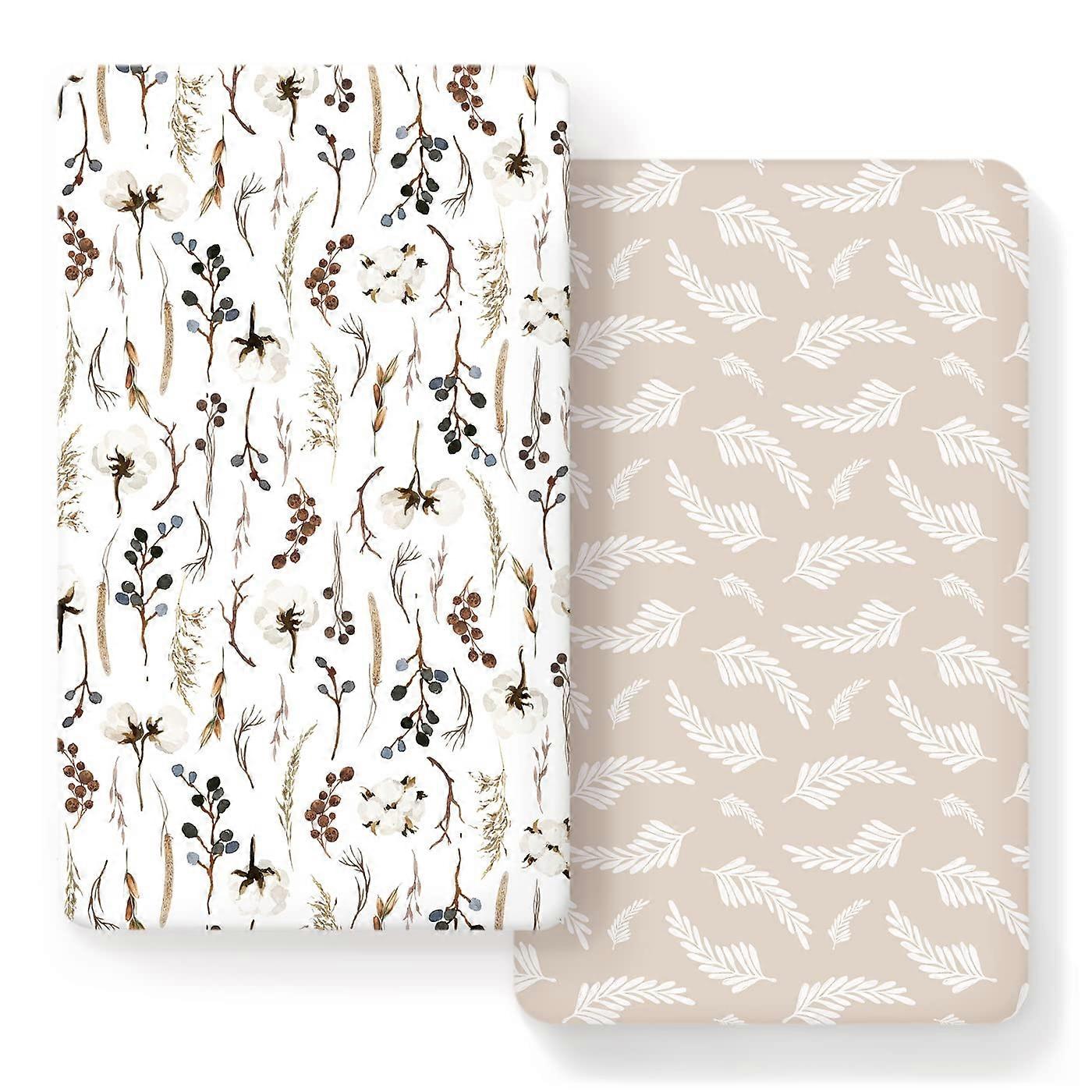 2 Pack Ultra Soft Jersey Knit Fitted Sheets Crib for Standard Crib Mattress Pads Beige