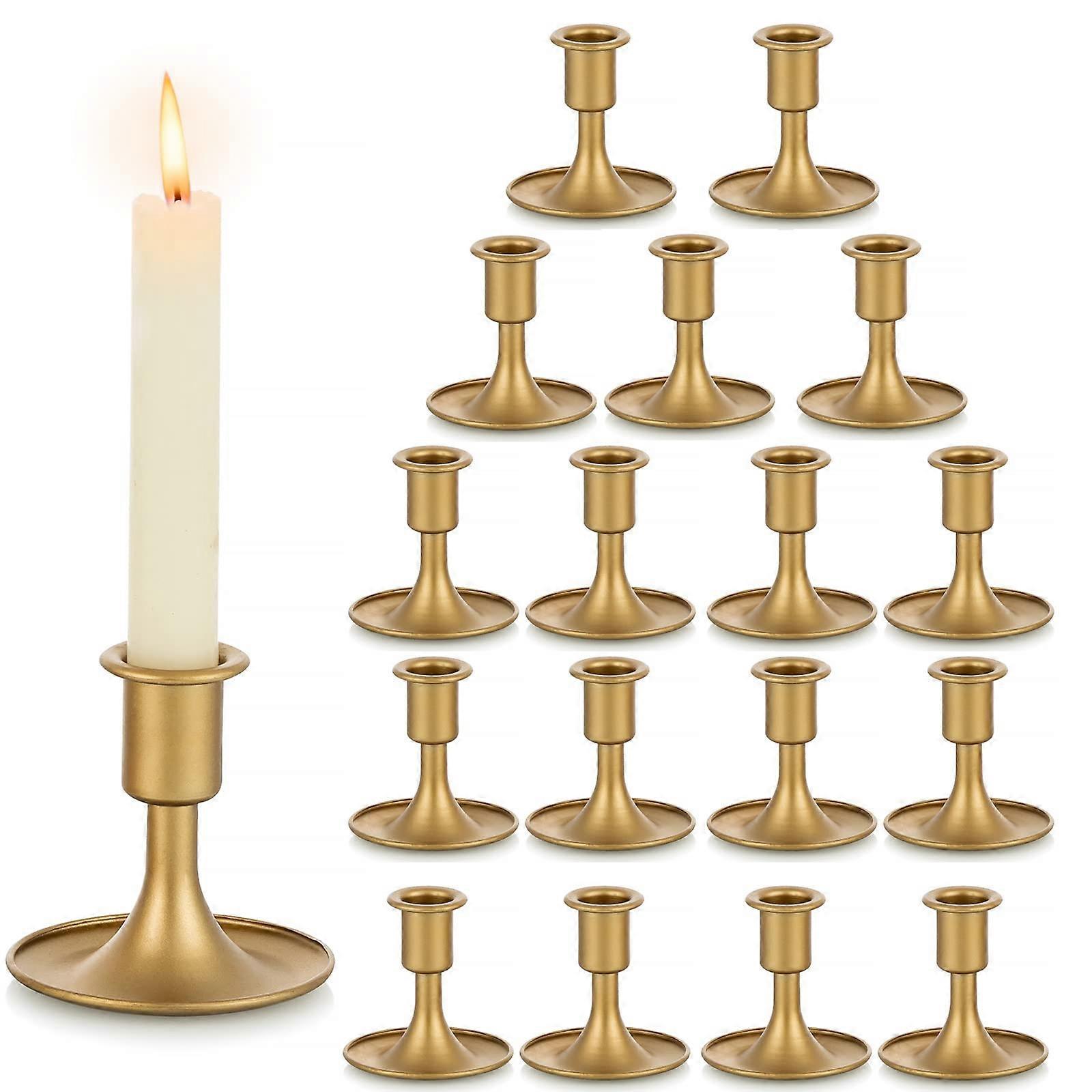 18 Set Gold Candlestick Holders for Wedding Reception Mantel Decoration