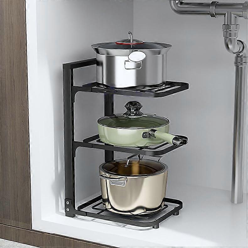 1 Pot and Pan Organizer Rack for Under Cabinet or Sink 3 Tier Storage