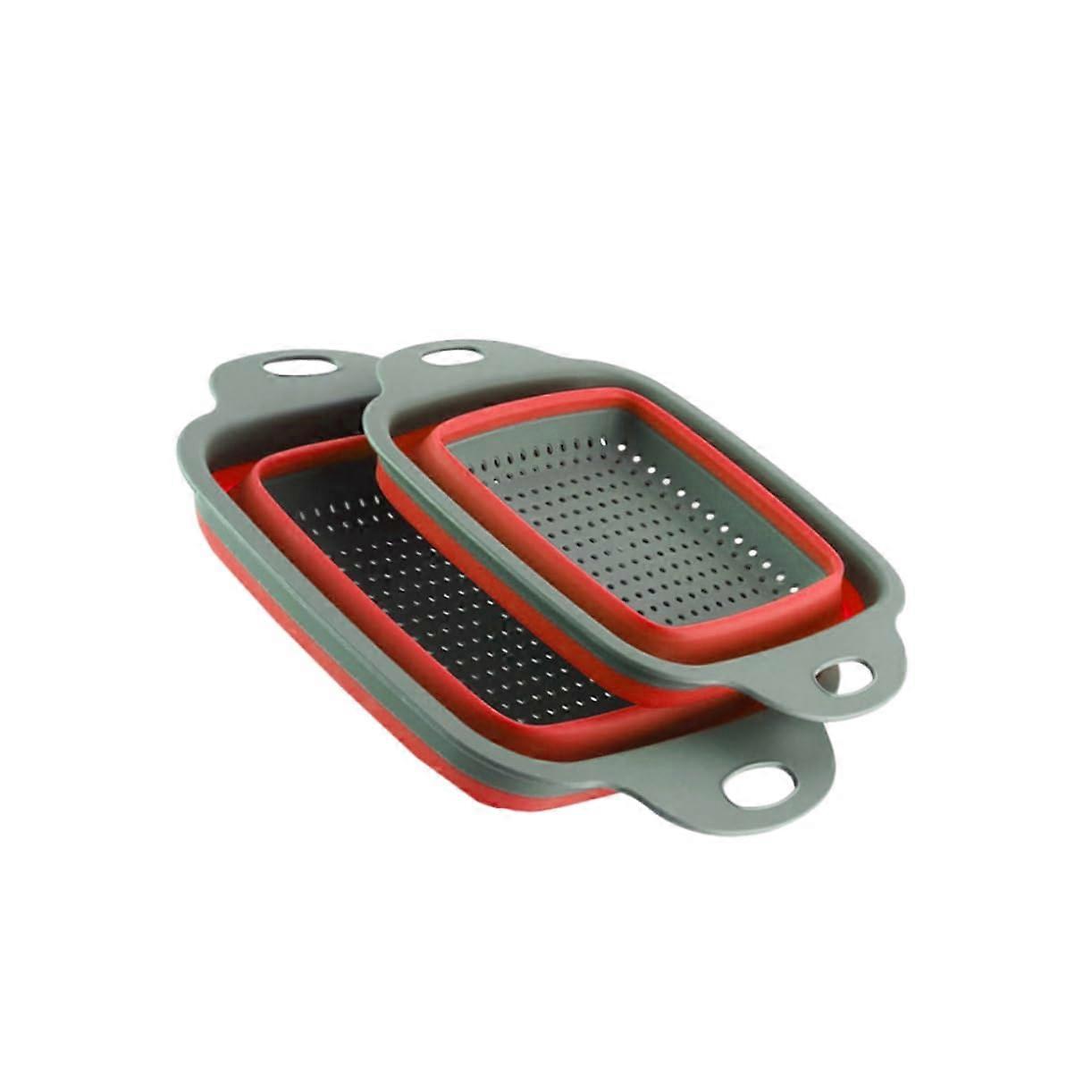 Square drain basket folding drain basket telescopic fruit folding basket 2-piece set set 2 fruits