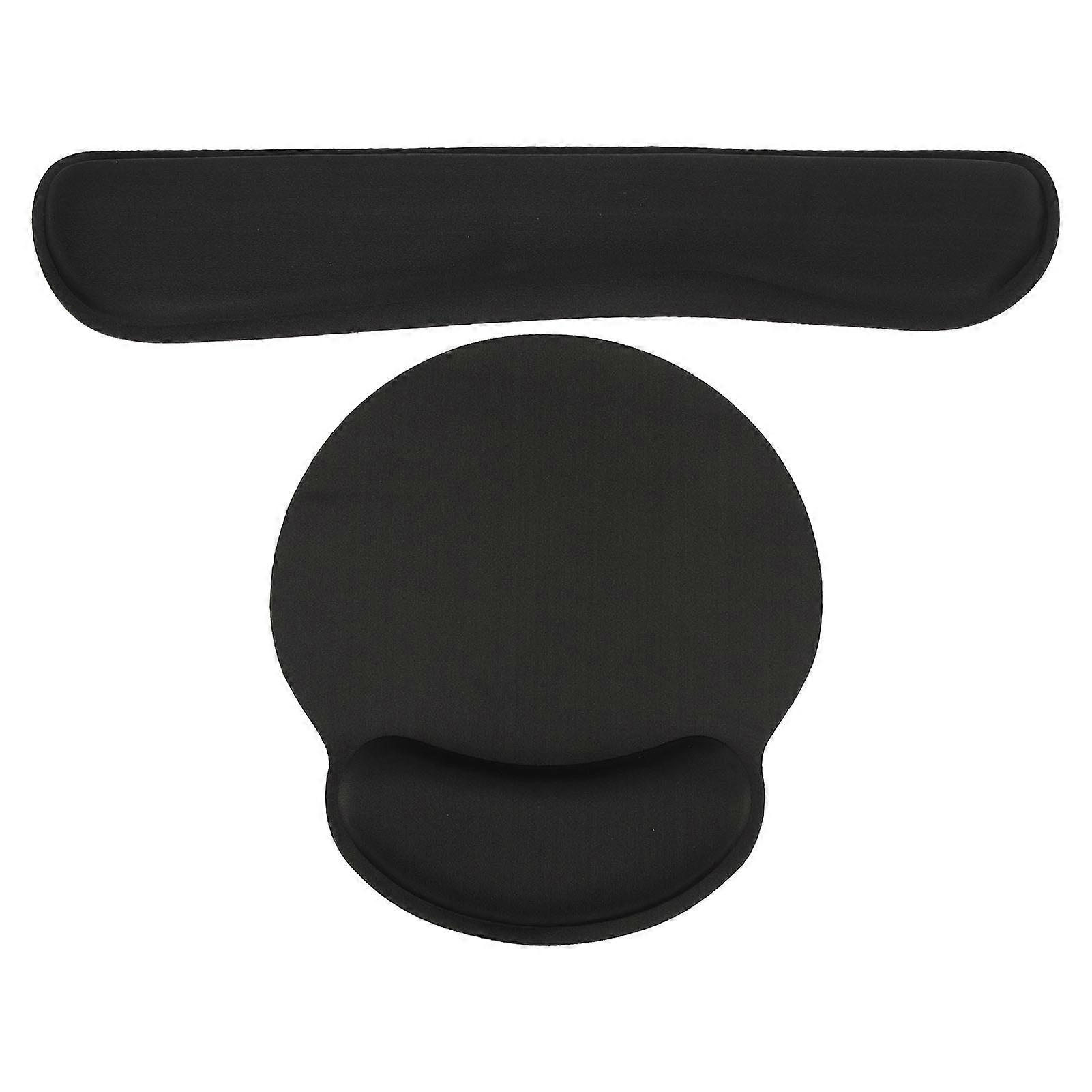 Keyboard Wrist Rest and Mouse Pad Set Black Soft Sponge for Fatigue Relief Support