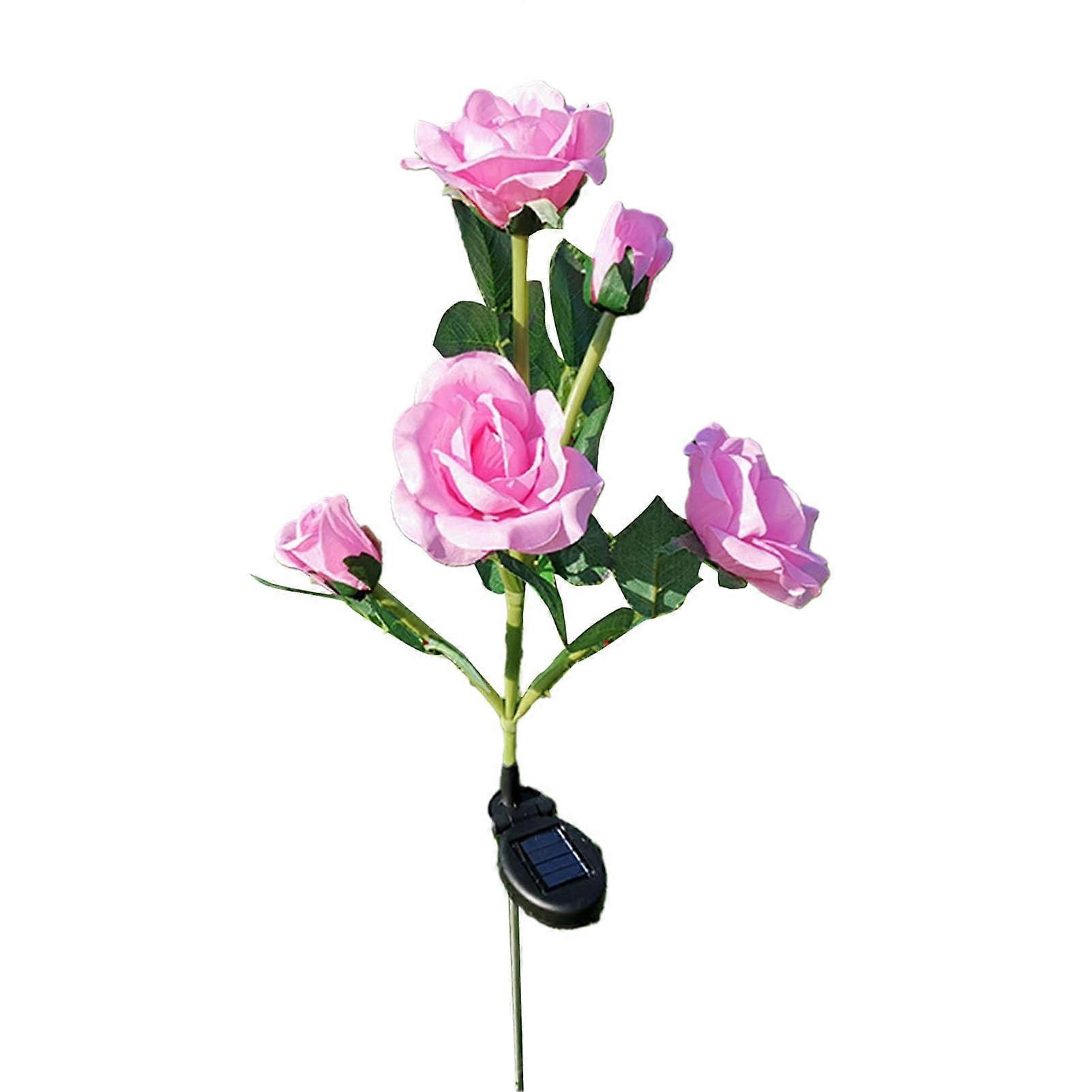 Solar Garden Realistic Rose Light Garden Decorative Stake Lights Path LED Solar Flower Landscape