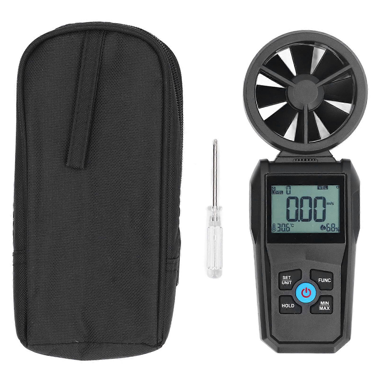 Digital Anemometer High Accuracy 180 Degree Rotation Fan LCD Display Wind Speed Meter Temperature Humidity Measurement