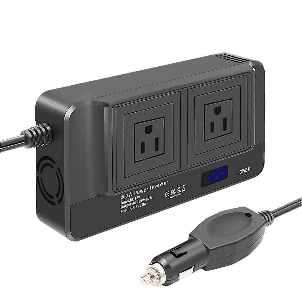 Power Inverter DC12V To AC220V 200W Converter 4USB Voltage Adapter Modified Sine
