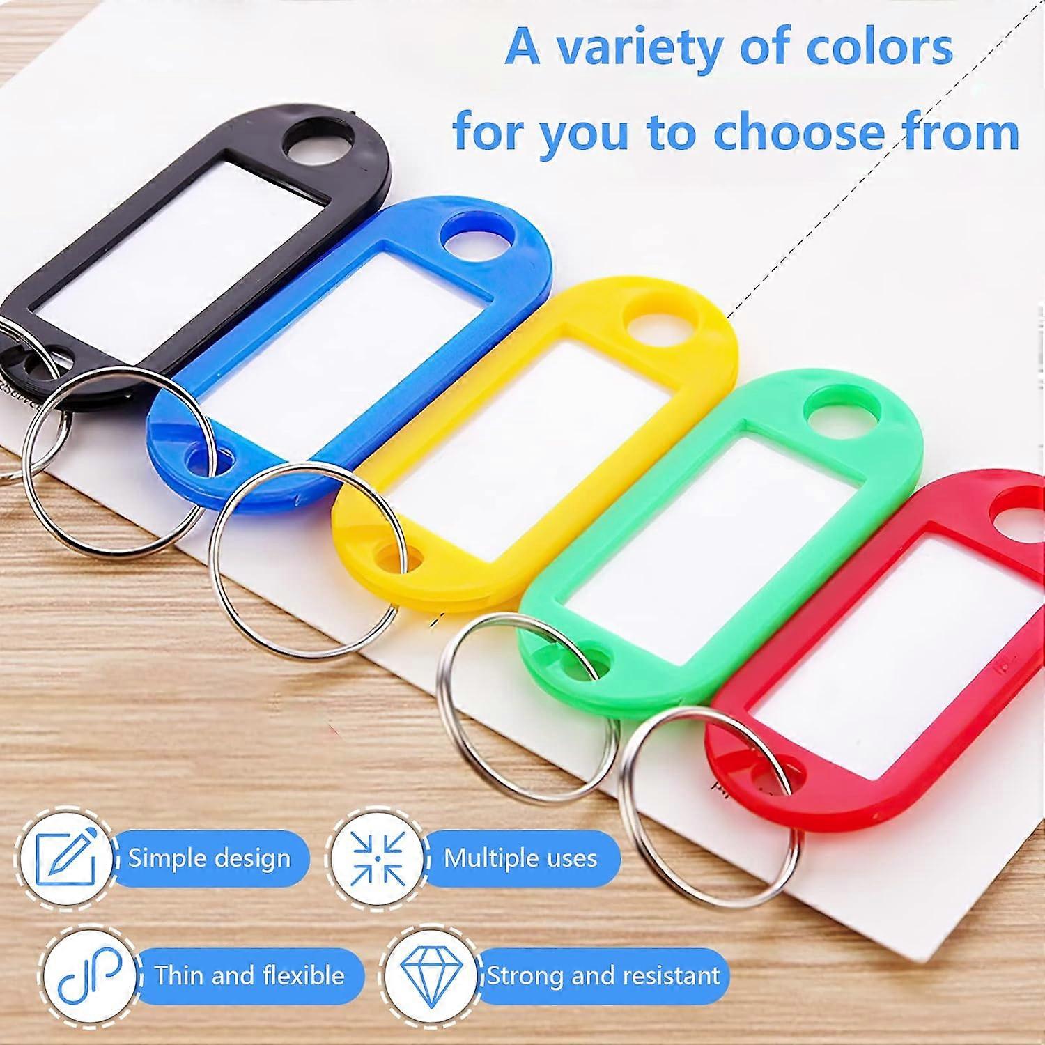 Plastic Key Ring with Split Ring Label Window for Home 50 Pcs Key Tags  Hotel Office  Luggage