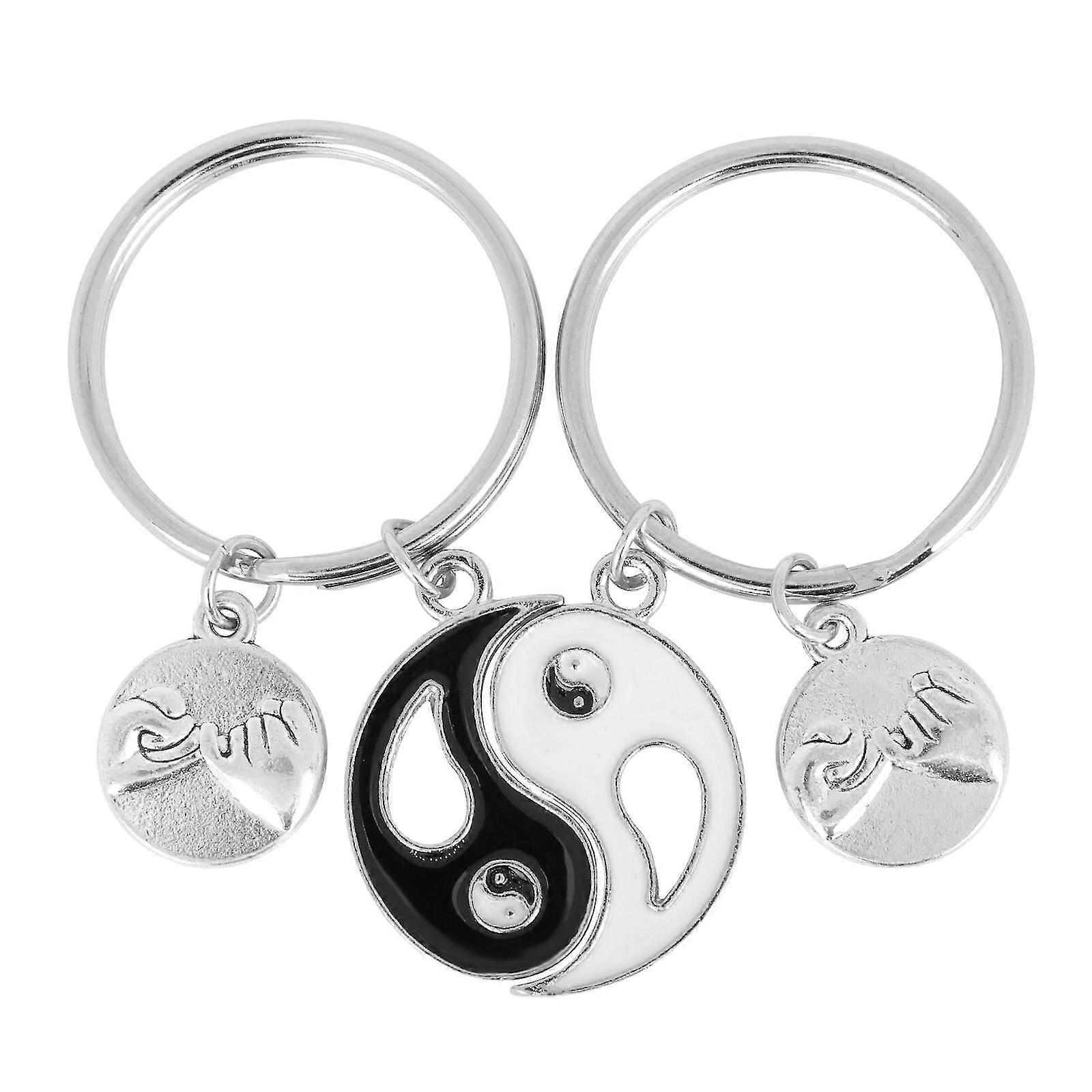 1 Pair Couple Keychain Charm Yin Yang Key Pendant Decorative Key Ornament