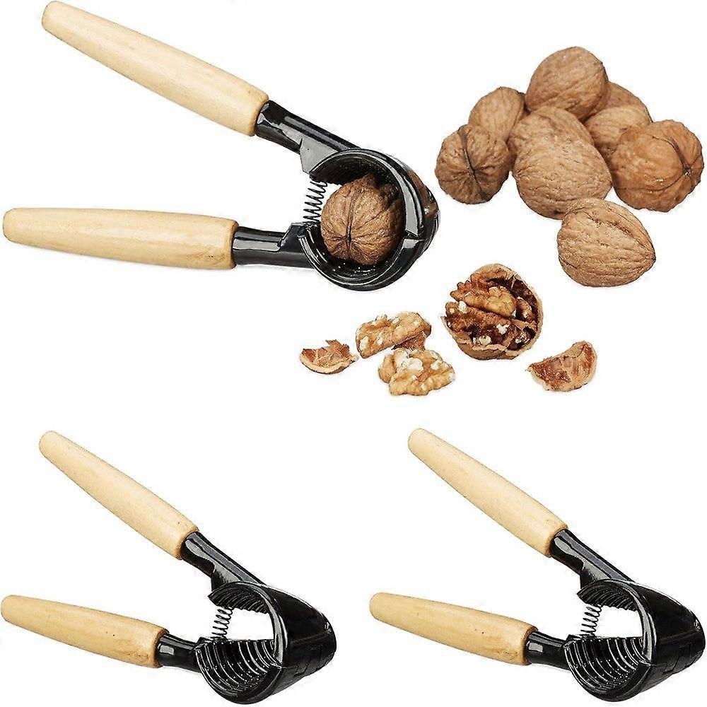 2PCS Walnut Clip Metal Nutcracker Wooden Handle Nut Hazelnut Cracker Tool Kitchen