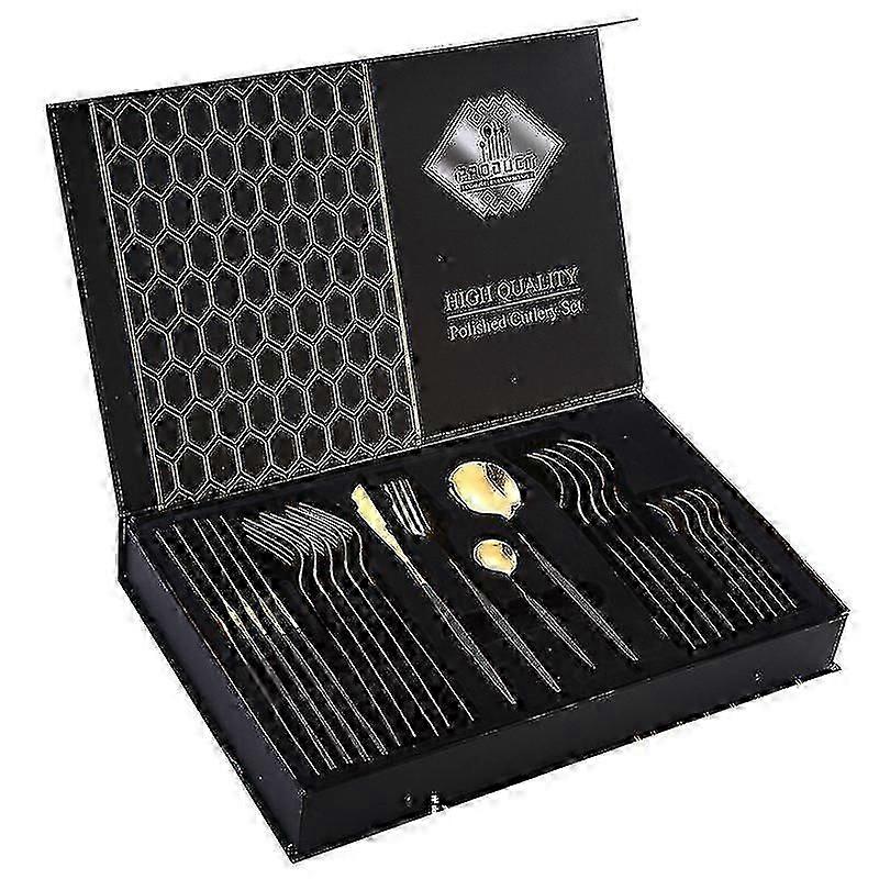 Cutlery Set 24 Piece Stainless Steel Flatware Boxed Matte