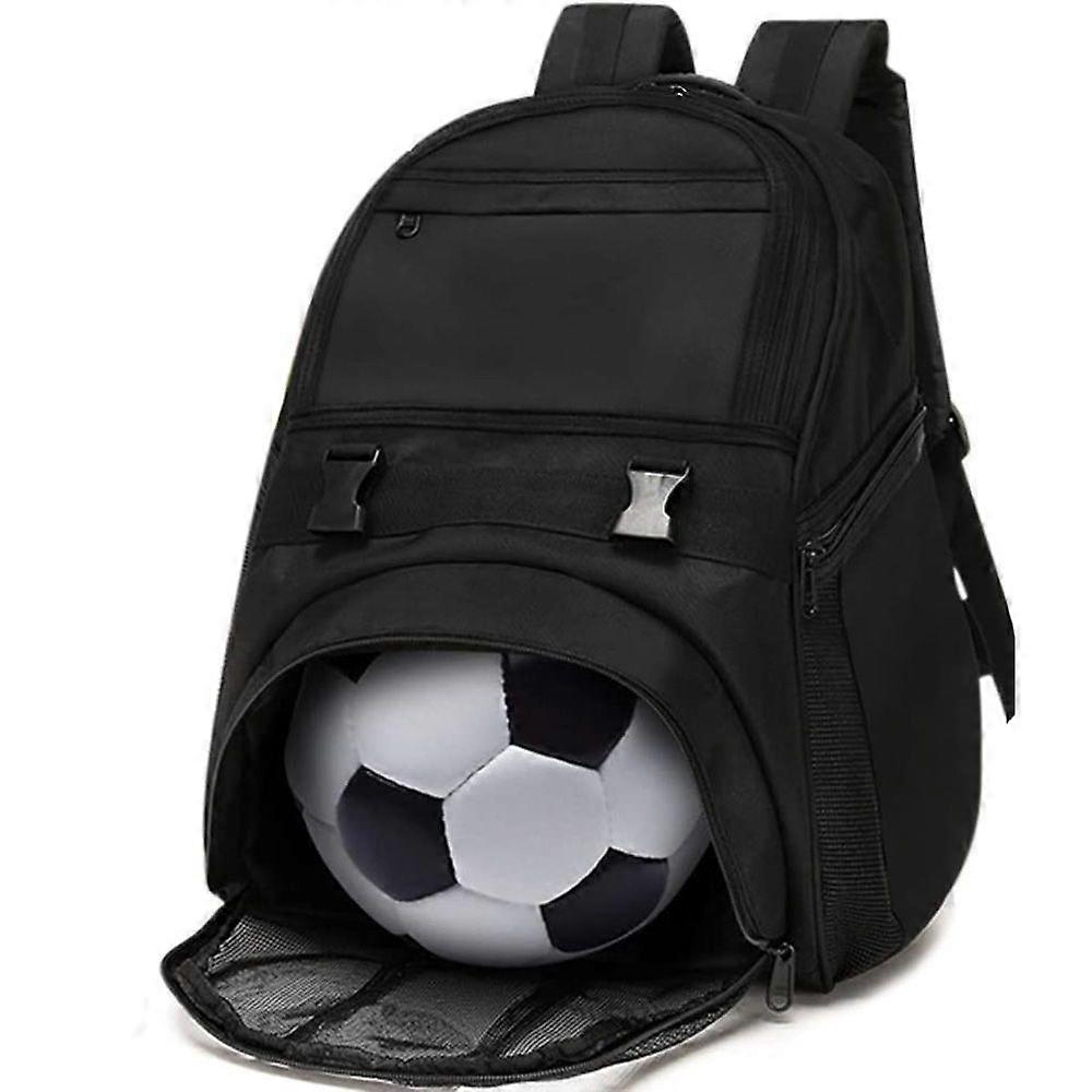 ユースサッカーバッグ - サッカー、バスケットボール、サッカー用スポーツバックパック、男の子用ボールホルダー付き 女の子 - ブラック
