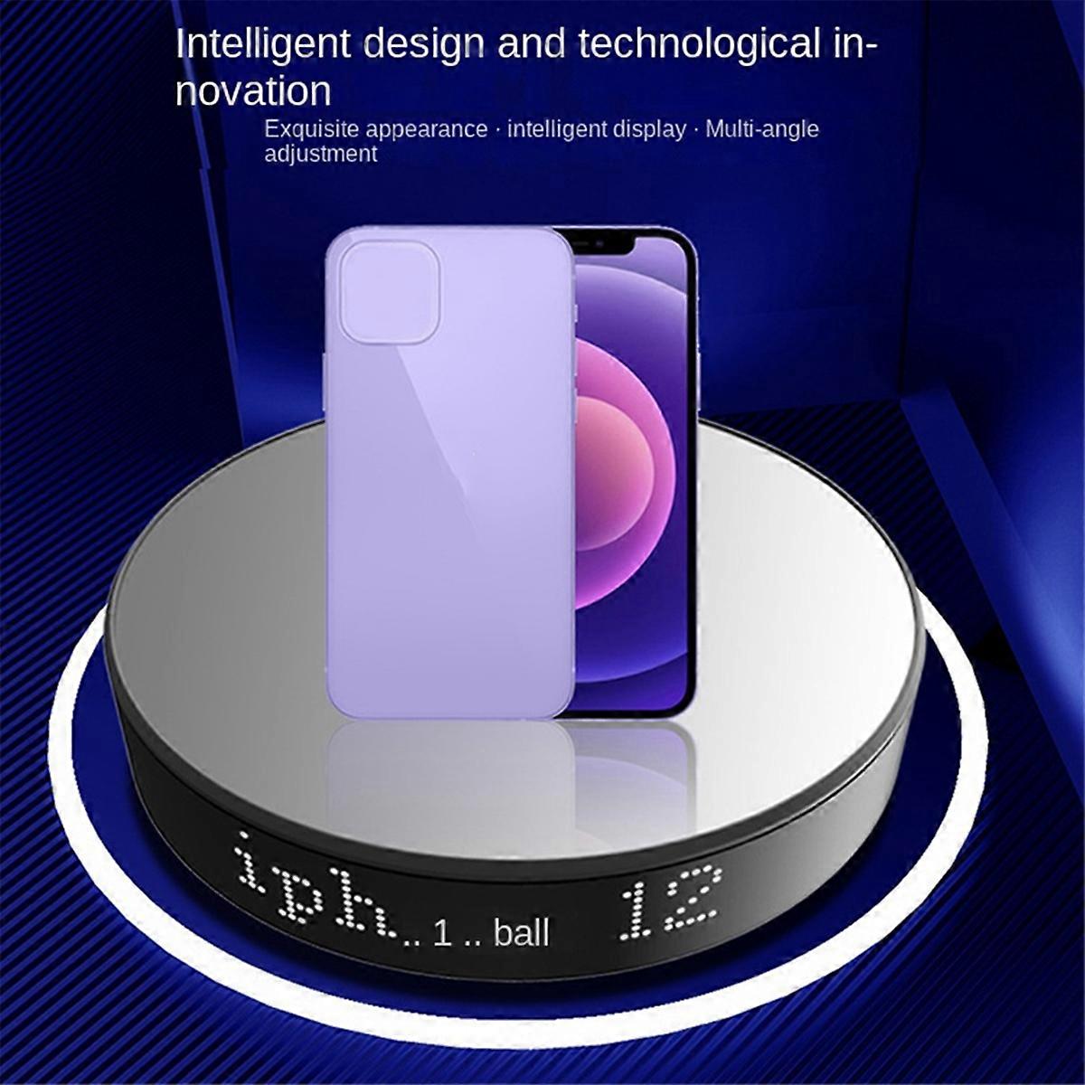 20CM 360° Electric Turntable with Touch Button Display, Blue Light
