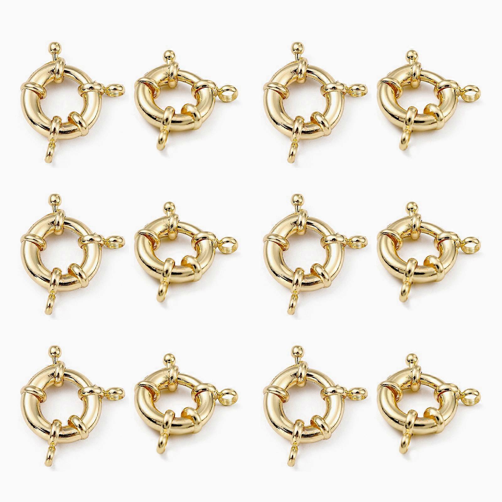 10pcs Rack Plating Brass Spring Ring Clasps Real 18K Gold Plated Jewelry Findings
