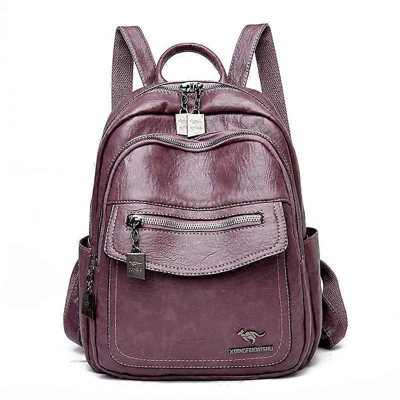 Damryggsäck Mode och elegant väska Mjukt läder Solid ryggsäck dragkedja Bekväm väska för damer Designer Travel Ryggsäck