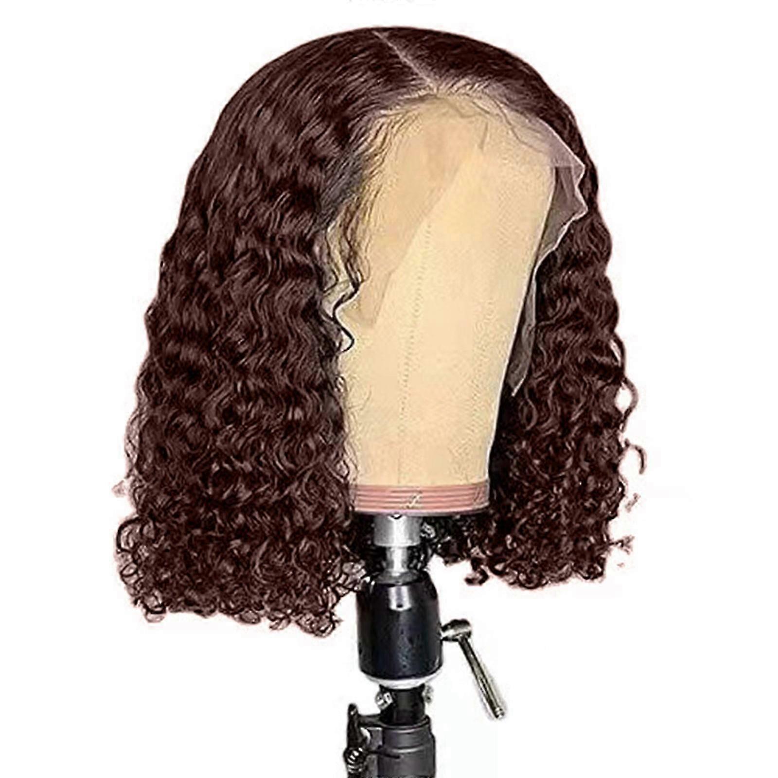 Small Roll Front Lace Mesh Button Mesh Wrap Stick Soft,Human Hair Wig, Wavy Lace Front Wig, Pre Combed Front Female Curly Wig, 16 Inches