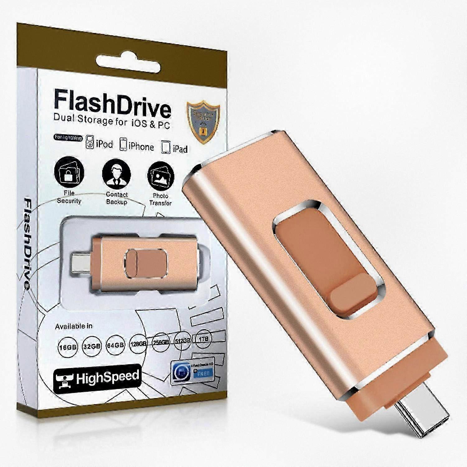 256GB 3-in-1 Metal Flash Drive with USB 3.0/Micro USB/Type-C for Various Smartphone and Tablet Devices