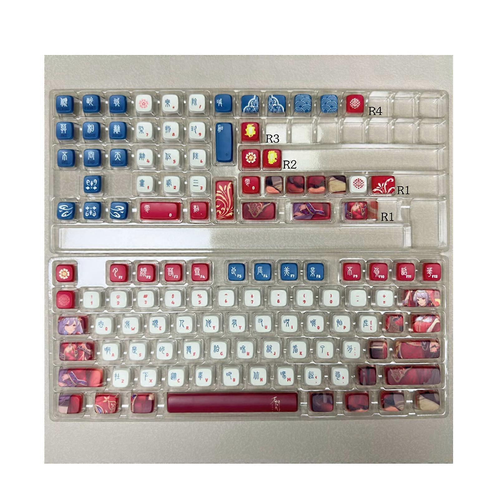 ASA Height Pudding Keycap Chinese Style Side Translucent Keycaps for 122 Key Keyboards Smooth and Comfortable Typing