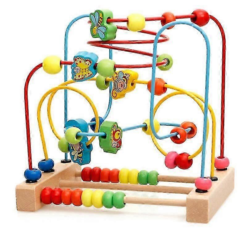 Șirag de mărgele labirint jucărie pentru copii mici din lemn colorate Roller Coaster educative Circle Jucării pentru copii margele glisante