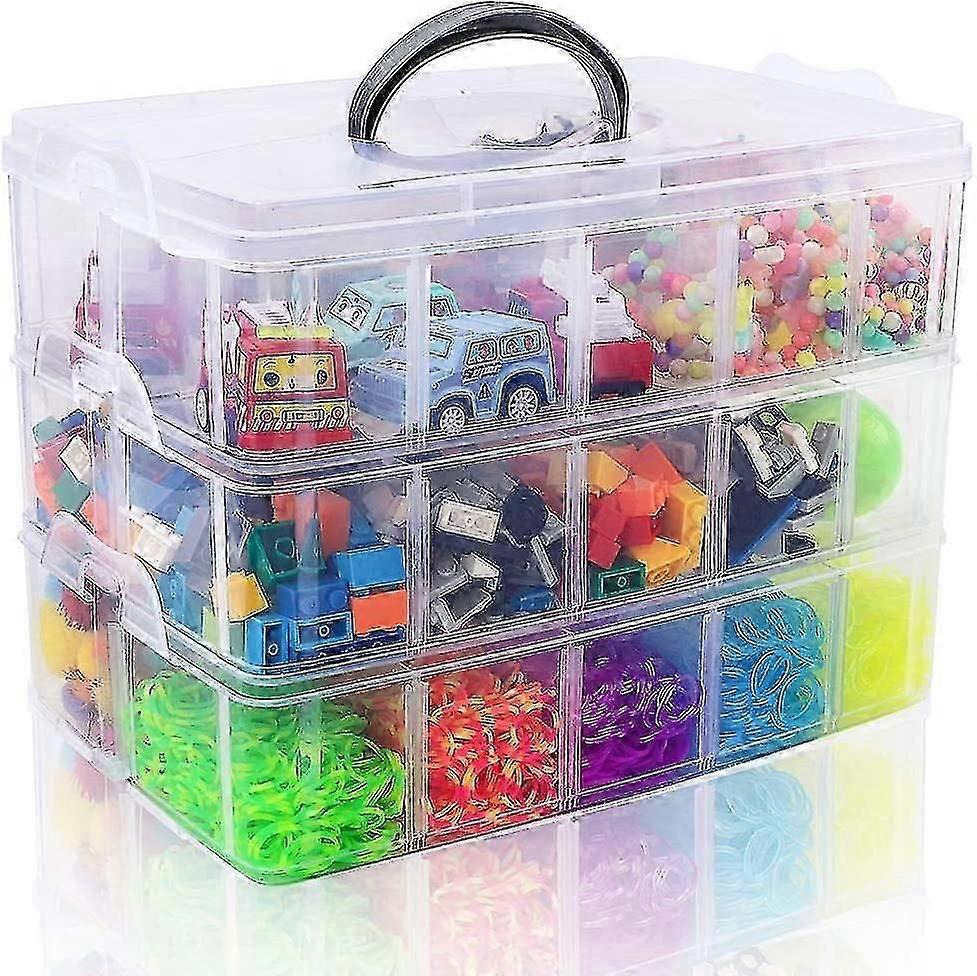 3-layer Stackable Storage Container Box With 30 Compartments For Arts And Crafts, Toys, Fuse Beads Plastic Storage Box With Washi Tape, 9.5x6.5x7.2 In