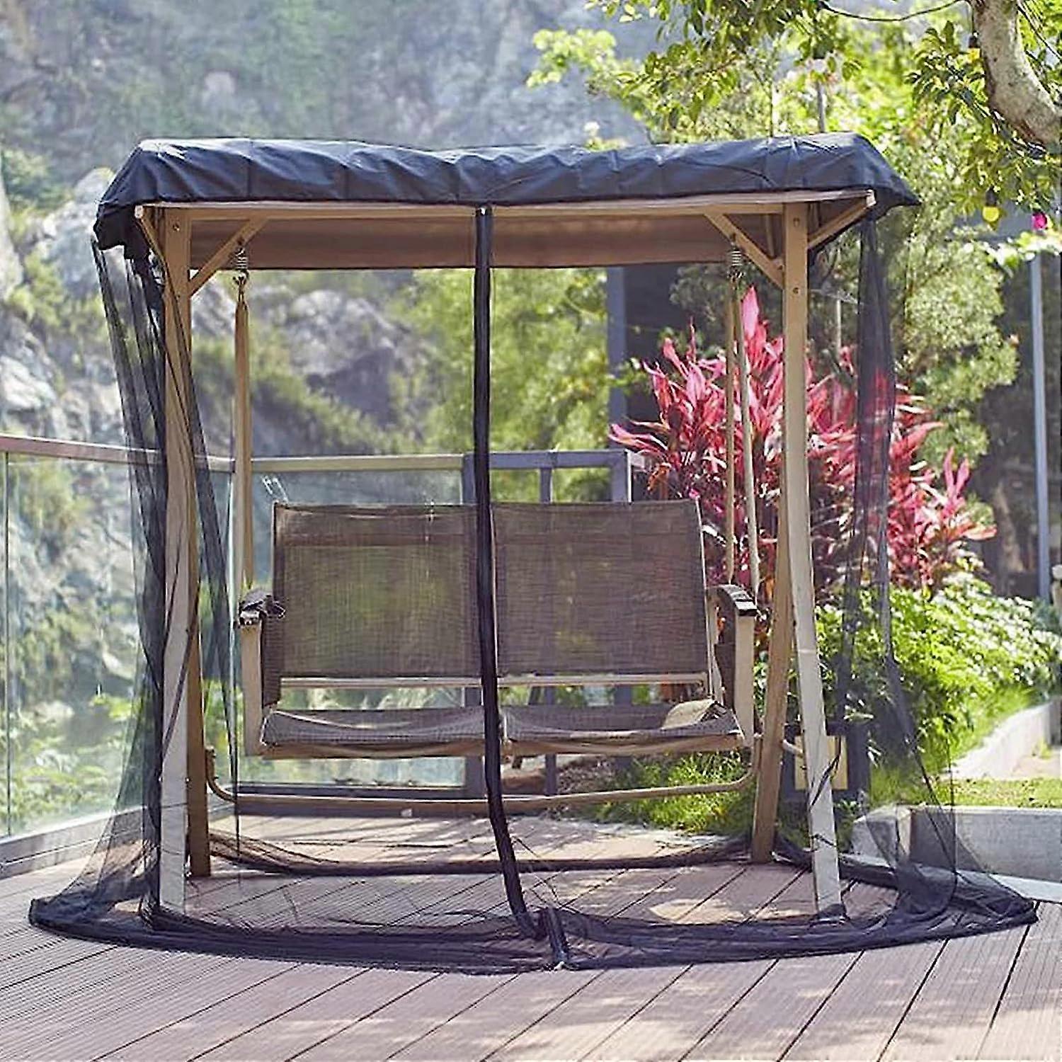 Patio Umbrella Screen Netting Cover, Waterproof Polyester, Zipper Opening, Black, Multiple Sizes (125x155x205 cm)