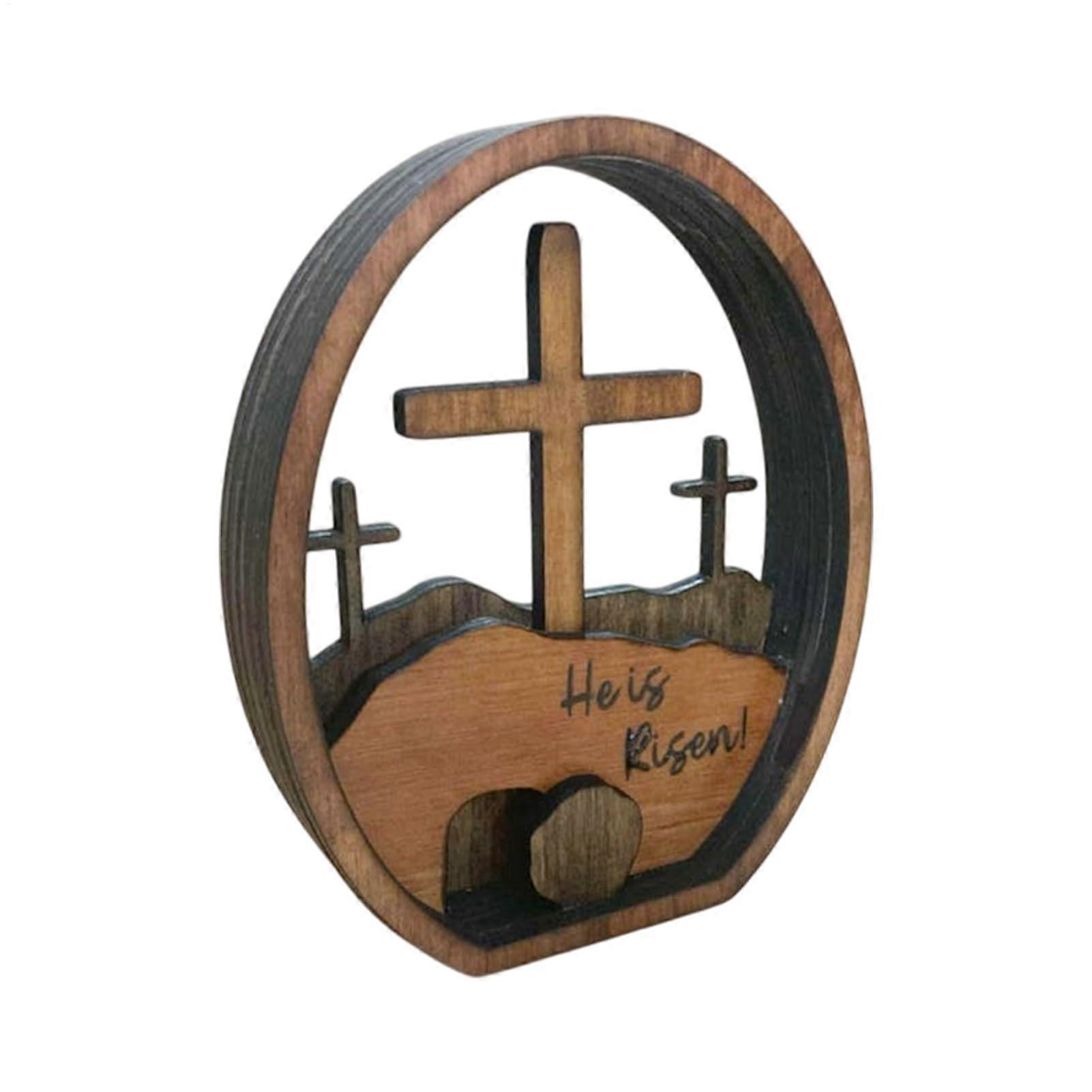 Empty grave decoration, wooden scene, religious centerpiece, handmade crib design