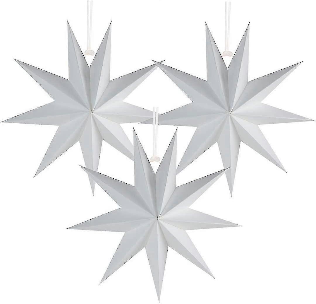 クリスマス 9点ペーパースター ホリデーデコレーション 30cm ホワイト (3パック)