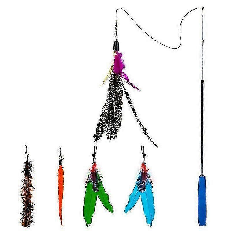 格納式猫の羽のおもちゃの杖、5つのティーザーリフィルとベル付き