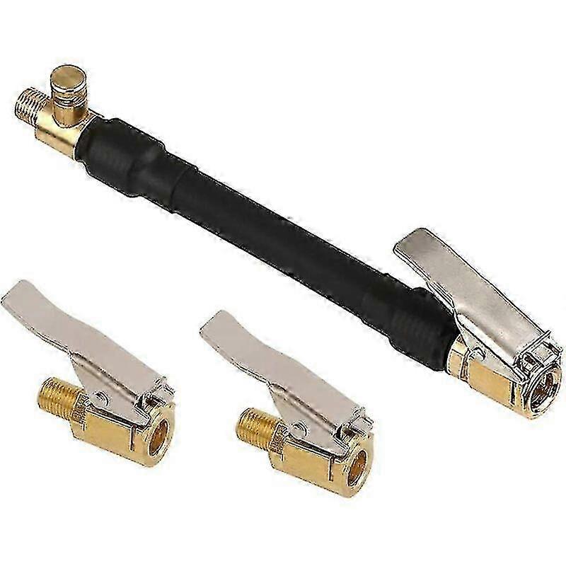 Adapter för bildäcksventil med 2 mässingsmunstycken för uppblåsningspumpslang