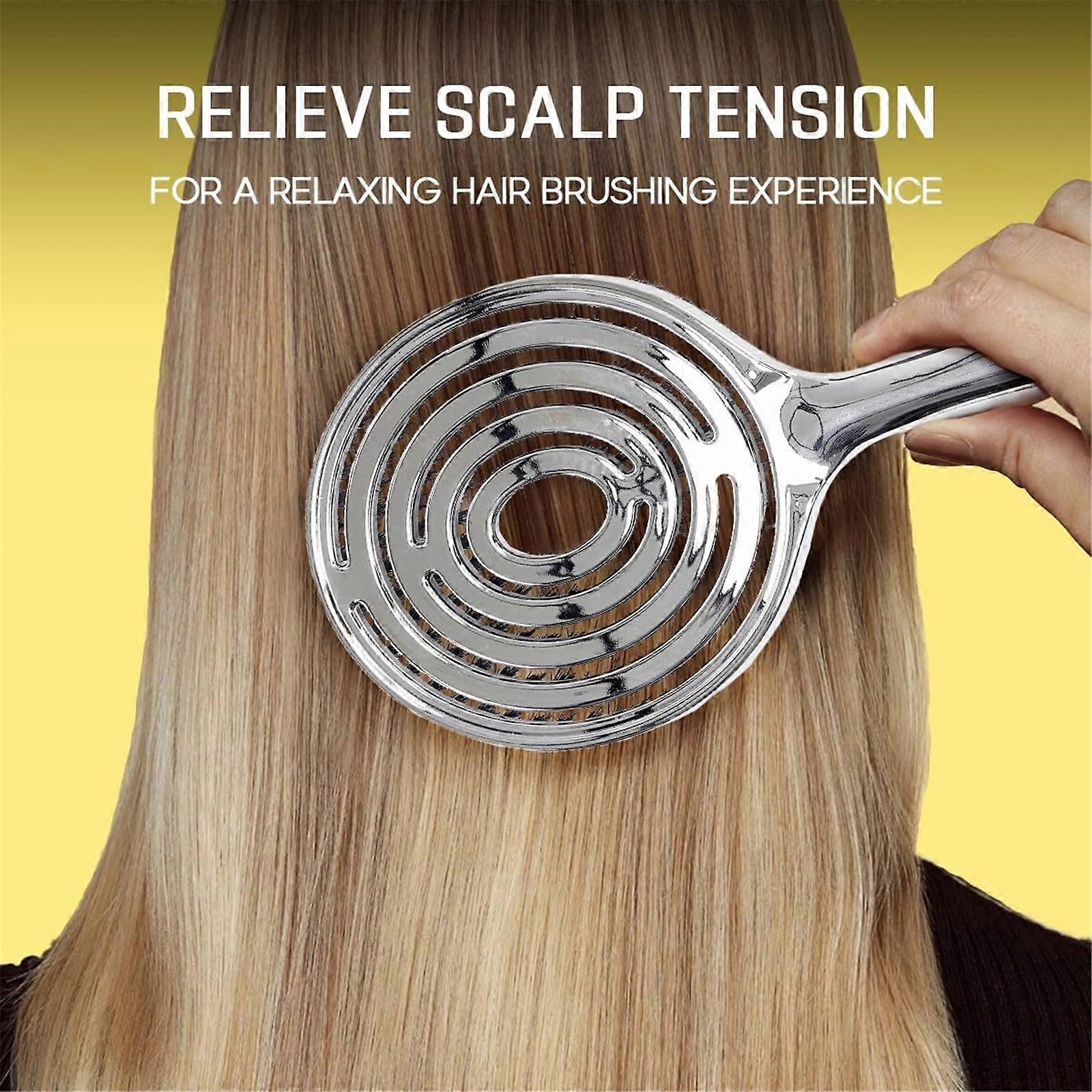 Hollow Core Volumizing Brush Professional Anti Static Design Prevents Heat Damage Enhances Quick Dry Styling  Silver